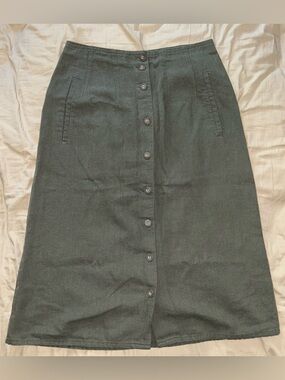 Marks & Spencer Olive Green Button-Front Midi Skirt